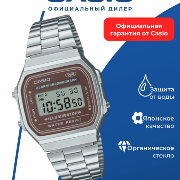 Японские наручные часы Casio Vintage A-168WA-5A, мужские, циферблат цифровой, WR30