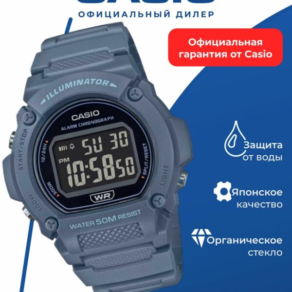 Японские наручные часы Casio Collection W-219HC-2B с хронографом