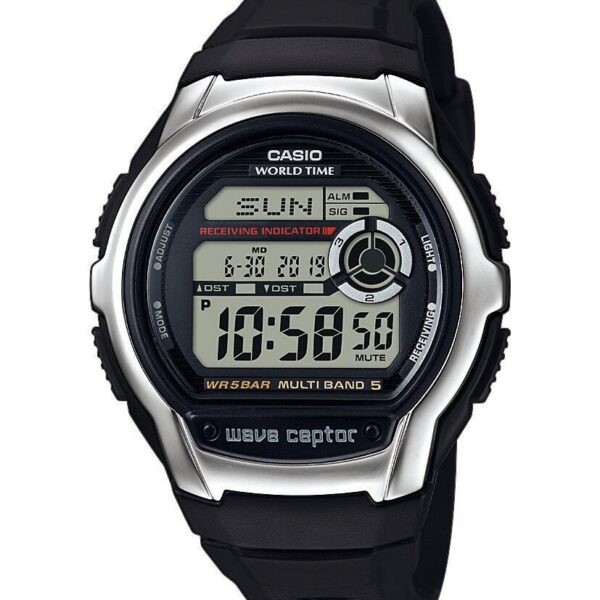 Часы CASIO Collection WV-M60R, кварцевые, радиосинхронизация, черный/серебристые