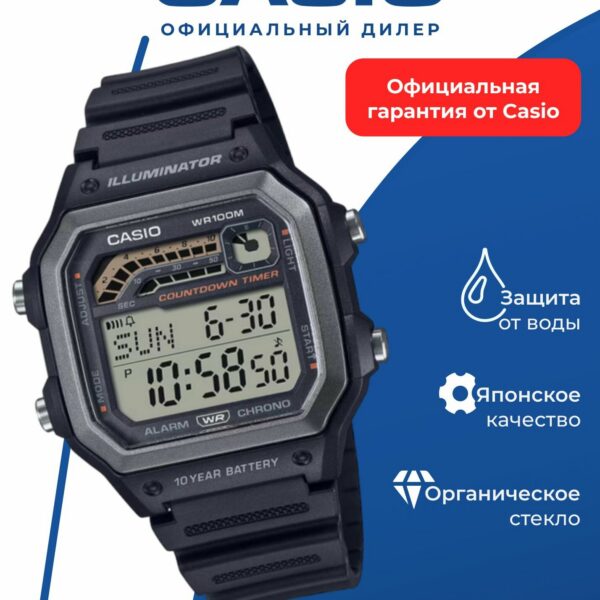 Японские наручные часы Casio Collection WS-1600H-1A с хронографом